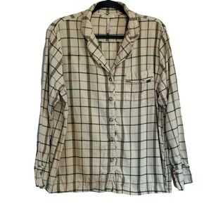 Cozy Earth Womens Plaid Sleep Shirt Top Pajama Button Front Long Sleeve‎ Large